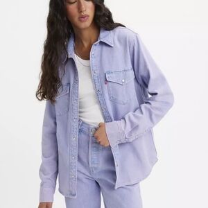 Levi's Iconic Western Denim Shirt Purple Sz M NWT